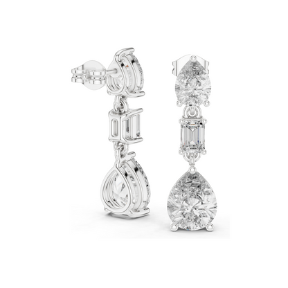5.6 CT Lab Diamond Drop Earrings | VVS-VS Clarity | 18KT, 14KT, 10KT Gold & 925 Silver | Rose, Yellow, White Gold & Moissanite Options
