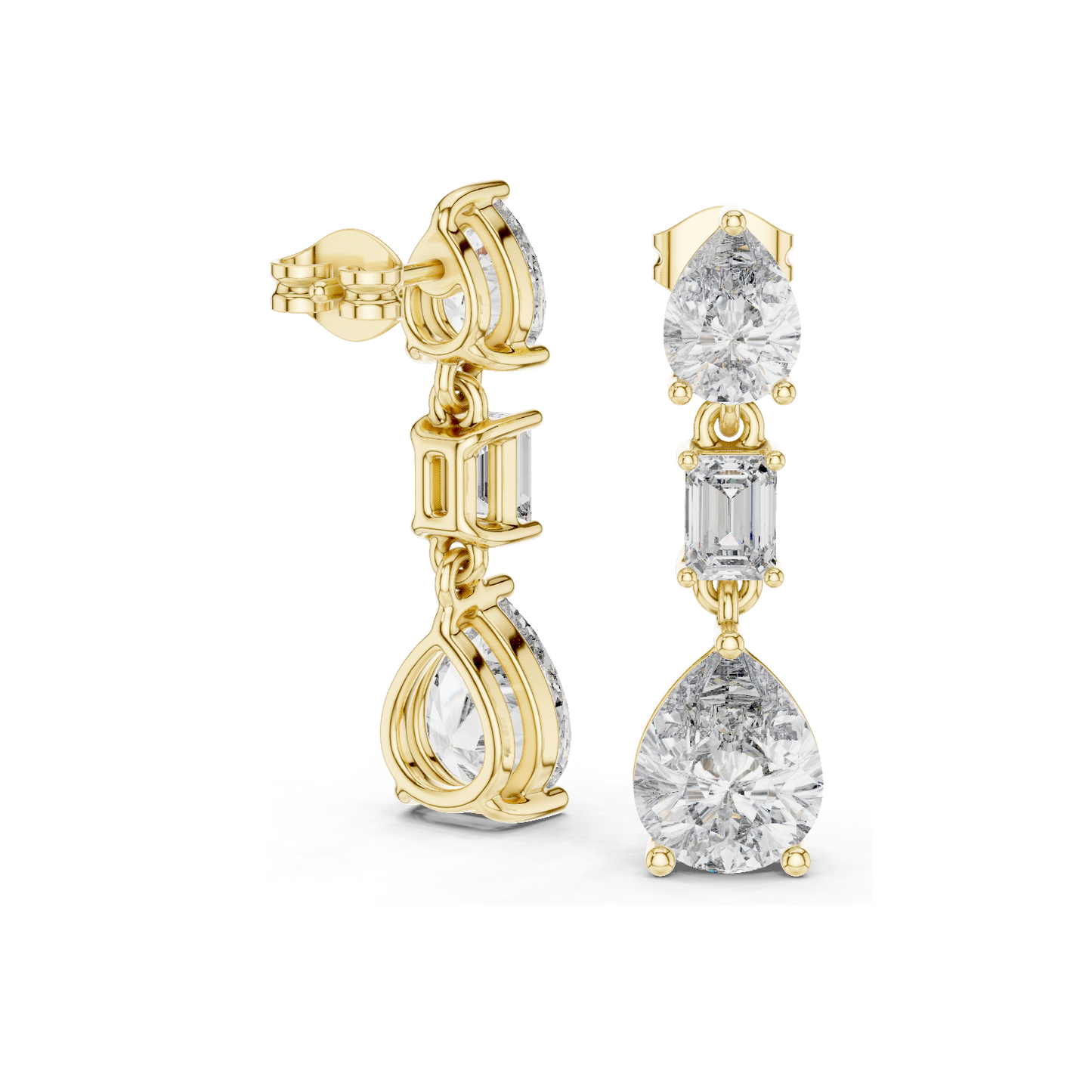 5.6 CT Lab Diamond Drop Earrings | VVS-VS Clarity | 18KT, 14KT, 10KT Gold & 925 Silver | Rose, Yellow, White Gold & Moissanite Options