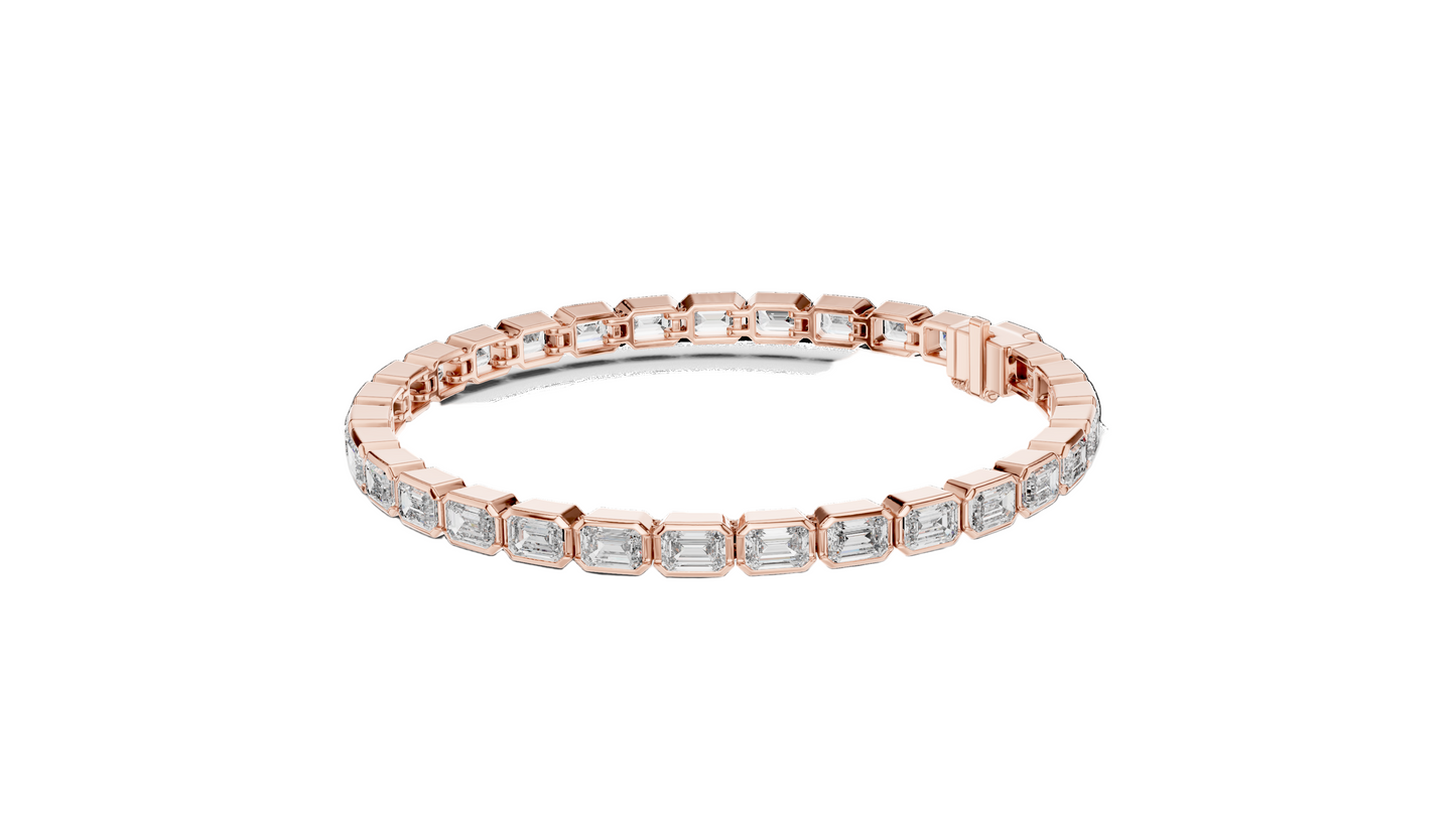 9.3 CT Lab Diamond Emerald-Cut Bracelet | VVS-VS EF Clarity | 18KT, 14KT, 10KT Gold & 925 Silver | Rose, Yellow, White Gold Options | Luxury Fine Jewelry