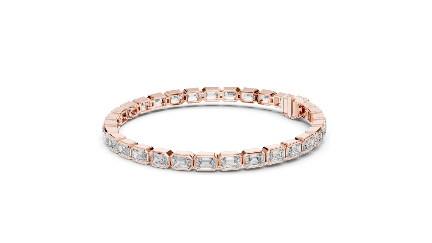 9.3 CT Lab Diamond Tennis Bracelet | Emerald Cut Diamonds | 10KT, 14KT, 18KT Gold & 925 Silver | Rose, Yellow, White Gold Options | Luxury Fine Jewelry