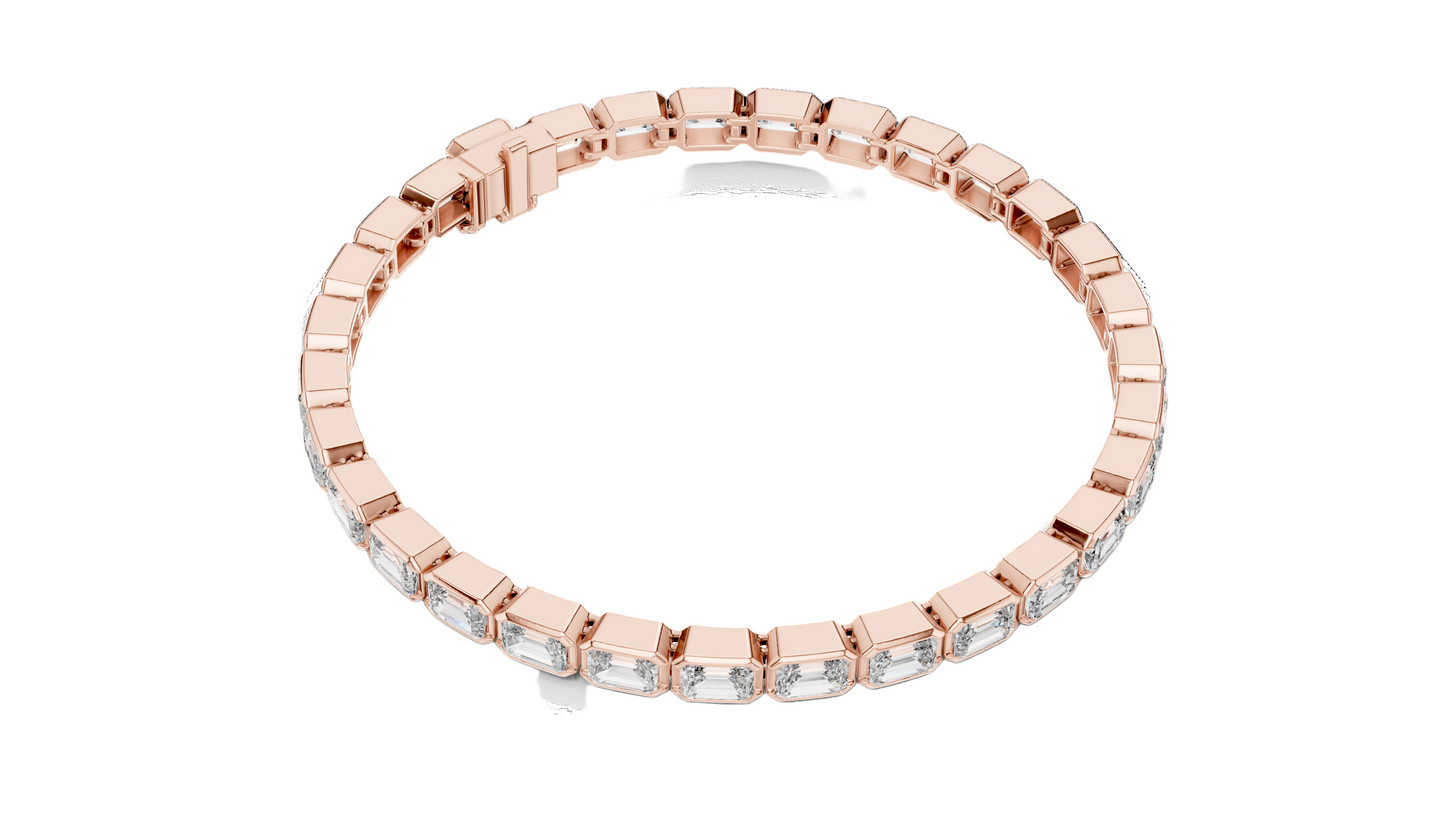 9.3 CT Lab Diamond Emerald-Cut Bracelet | VVS-VS EF Clarity | 18KT, 14KT, 10KT Gold & 925 Silver | Rose, Yellow, White Gold Options | Luxury Fine Jewelry