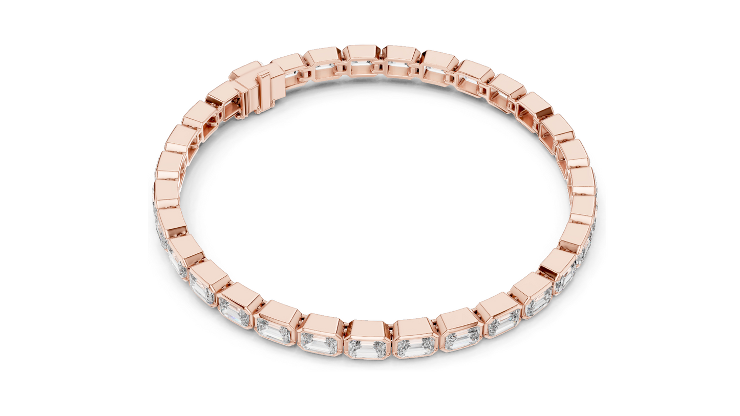 9.3 CT Lab Diamond Tennis Bracelet | Emerald Cut Diamonds | 10KT, 14KT, 18KT Gold & 925 Silver | Rose, Yellow, White Gold Options | Luxury Fine Jewelry