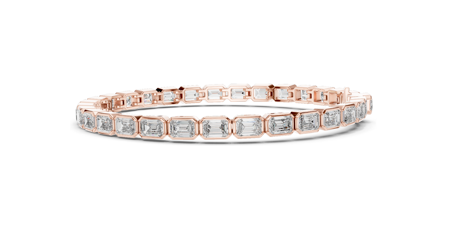 9.3 CT Lab Diamond Tennis Bracelet | Emerald Cut Diamonds | 10KT, 14KT, 18KT Gold & 925 Silver | Rose, Yellow, White Gold Options | Luxury Fine Jewelry
