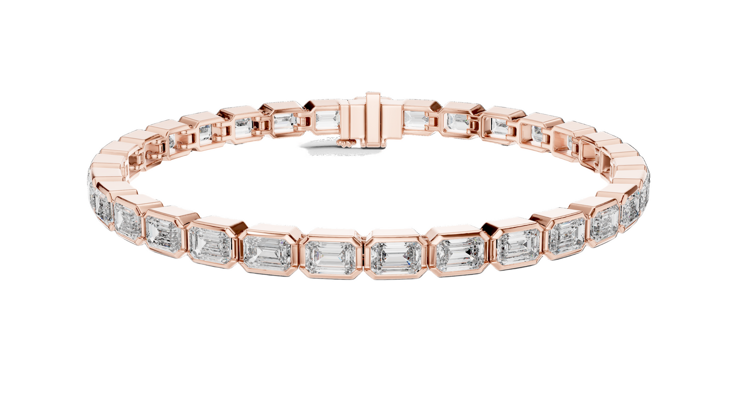 9.3 CT Lab Diamond Emerald-Cut Bracelet | VVS-VS EF Clarity | 18KT, 14KT, 10KT Gold & 925 Silver | Rose, Yellow, White Gold Options | Luxury Fine Jewelry