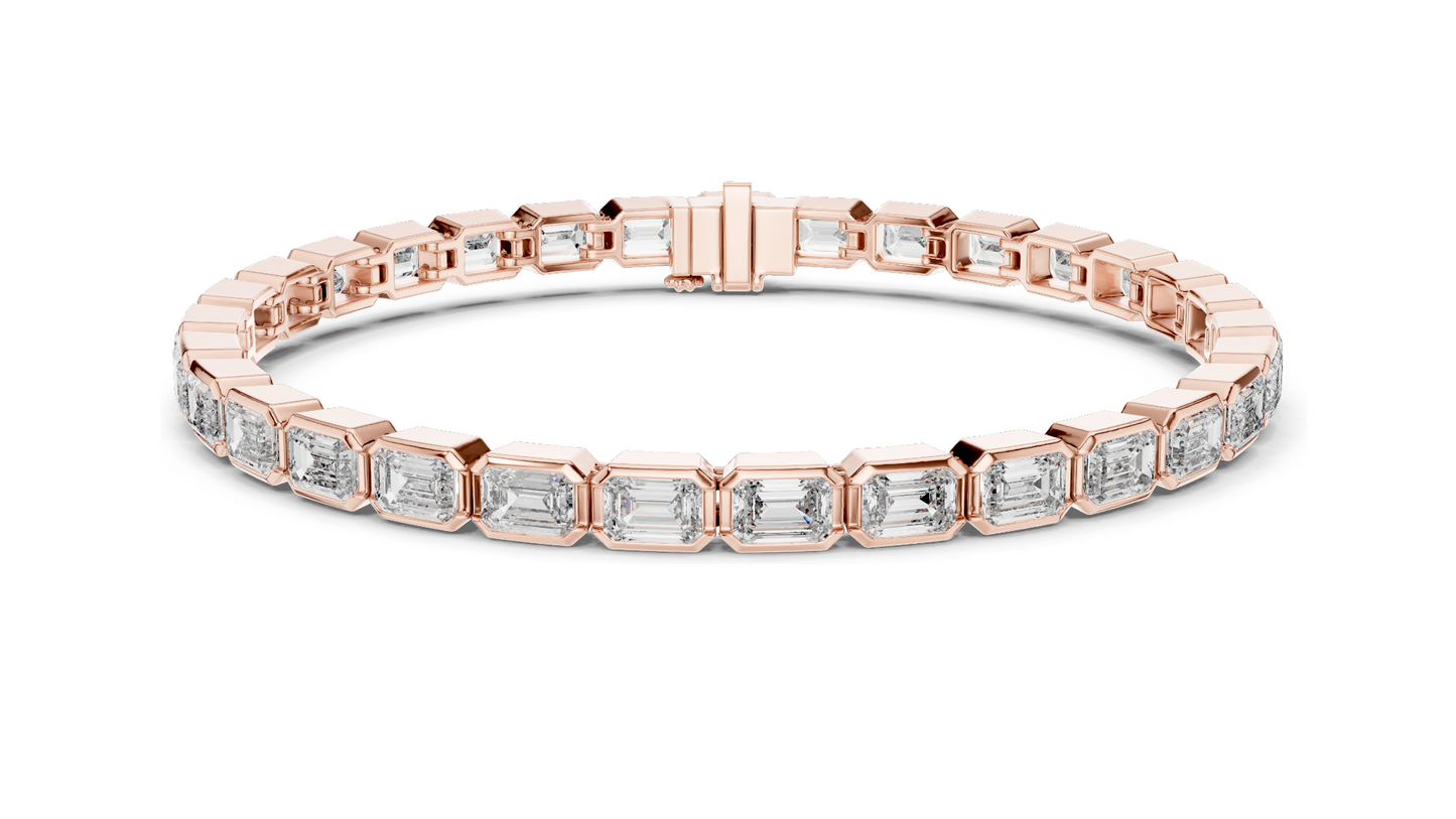 9.3 CT Lab Diamond Tennis Bracelet | Emerald Cut Diamonds | 10KT, 14KT, 18KT Gold & 925 Silver | Rose, Yellow, White Gold Options | Luxury Fine Jewelry