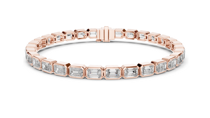 9.3 CT Lab Diamond Tennis Bracelet | Emerald Cut Diamonds | 10KT, 14KT, 18KT Gold & 925 Silver | Rose, Yellow, White Gold Options | Luxury Fine Jewelry