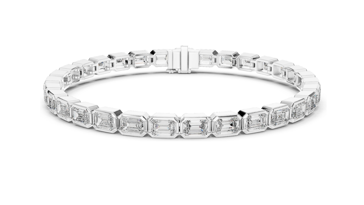 9.3 CT Lab Diamond Tennis Bracelet | Emerald Cut Diamonds | 10KT, 14KT, 18KT Gold & 925 Silver | Rose, Yellow, White Gold Options | Luxury Fine Jewelry