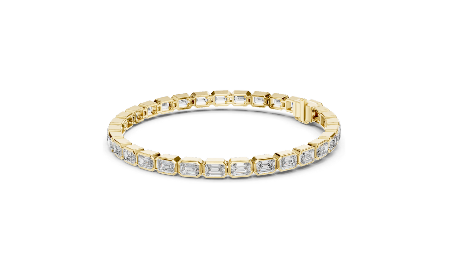 9.3 CT Lab Diamond Tennis Bracelet | Emerald Cut Diamonds | 10KT, 14KT, 18KT Gold & 925 Silver | Rose, Yellow, White Gold Options | Luxury Fine Jewelry