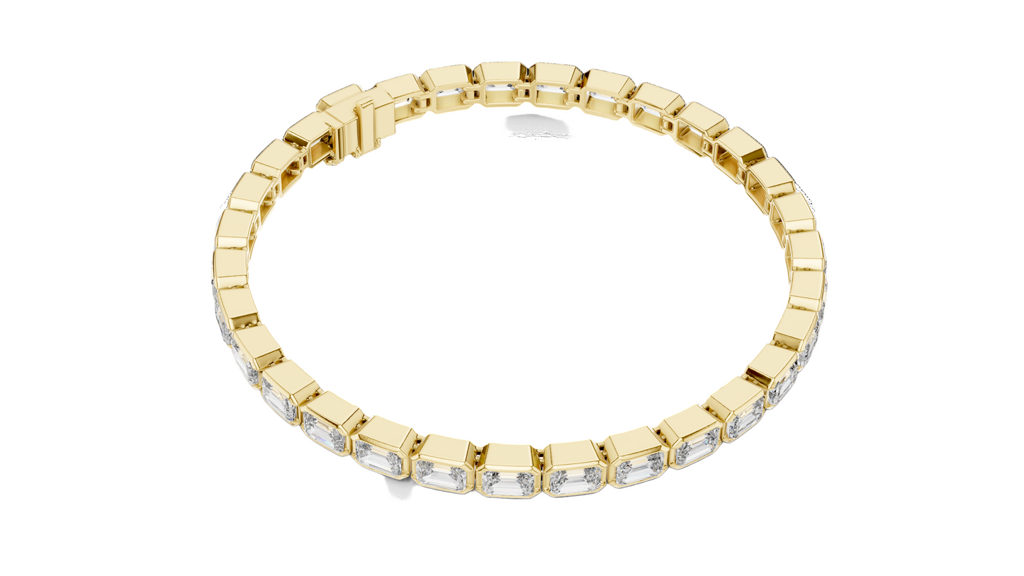 9.3 CT Lab Diamond Emerald-Cut Bracelet | VVS-VS EF Clarity | 18KT, 14KT, 10KT Gold & 925 Silver | Rose, Yellow, White Gold Options | Luxury Fine Jewelry