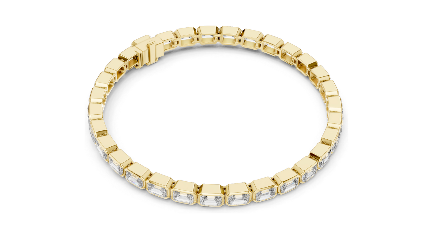 9.3 CT Lab Diamond Tennis Bracelet | Emerald Cut Diamonds | 10KT, 14KT, 18KT Gold & 925 Silver | Rose, Yellow, White Gold Options | Luxury Fine Jewelry