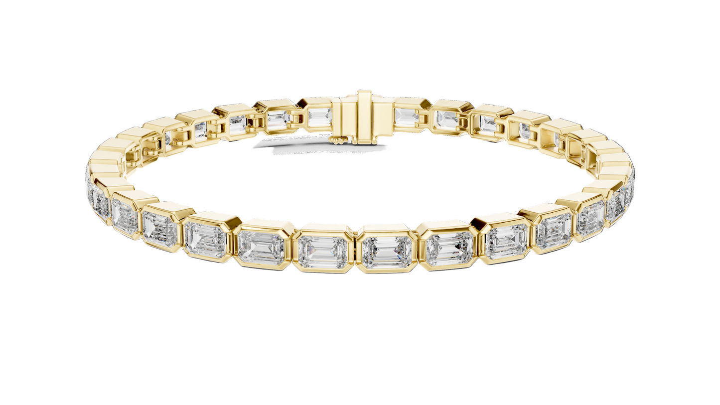 9.3 CT Lab Diamond Emerald-Cut Bracelet | VVS-VS EF Clarity | 18KT, 14KT, 10KT Gold & 925 Silver | Rose, Yellow, White Gold Options | Luxury Fine Jewelry