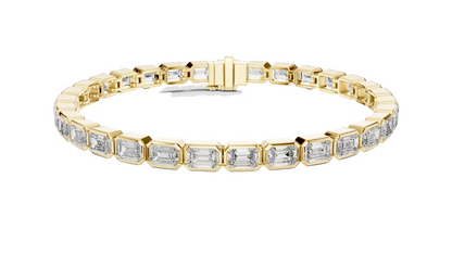 9.3 CT Lab Diamond Emerald-Cut Bracelet | VVS-VS EF Clarity | 18KT, 14KT, 10KT Gold & 925 Silver | Rose, Yellow, White Gold Options | Luxury Fine Jewelry