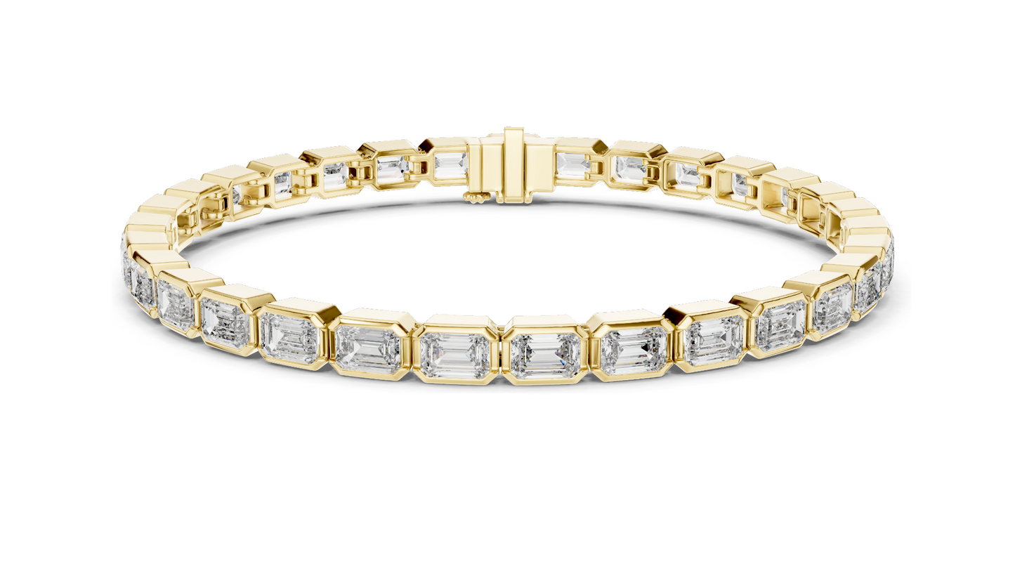 9.3 CT Lab Diamond Tennis Bracelet | Emerald Cut Diamonds | 10KT, 14KT, 18KT Gold & 925 Silver | Rose, Yellow, White Gold Options | Luxury Fine Jewelry