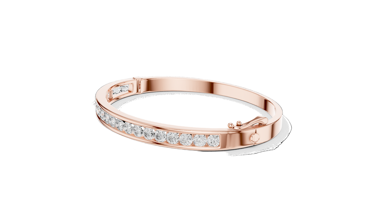 3.465 CT Lab Diamond Bangle Bracelet | Round Brilliant Cut | 10KT, 14KT, 18KT Gold & 925 Silver | Rose, Yellow, White Gold Options | Luxury Fine Jewelry