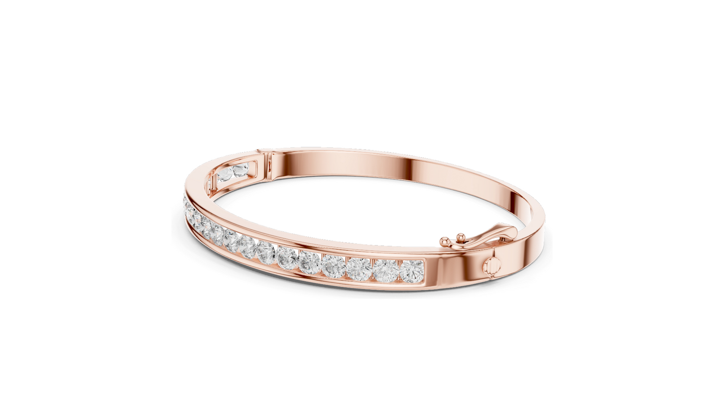 3.465 CT Lab Diamond Tennis Bangle Bracelet | Round Brilliant Cut | 18KT, 14KT, 10KT Gold & 925 Silver | Rose, Yellow, White Gold | Fine Jewelry for Her