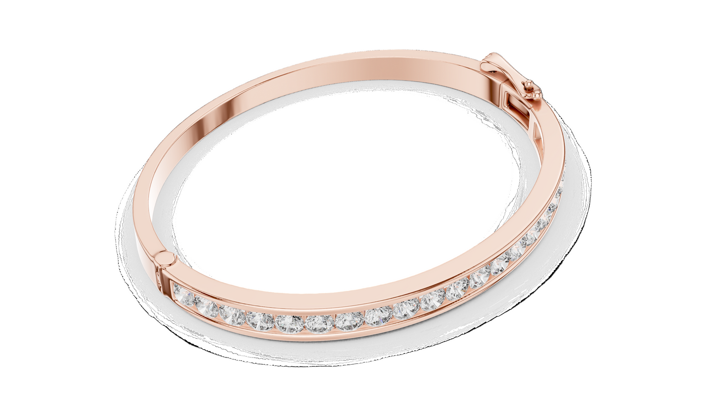 3.465 CT Lab Diamond Bangle Bracelet | Round Brilliant Cut | 10KT, 14KT, 18KT Gold & 925 Silver | Rose, Yellow, White Gold Options | Luxury Fine Jewelry