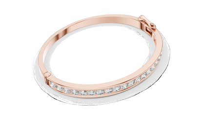 3.465 CT Lab Diamond Bangle Bracelet | Round Brilliant Cut | 10KT, 14KT, 18KT Gold & 925 Silver | Rose, Yellow, White Gold Options | Luxury Fine Jewelry