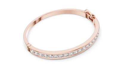 3.465 CT Lab Diamond Tennis Bangle Bracelet | Round Brilliant Cut | 18KT, 14KT, 10KT Gold & 925 Silver | Rose, Yellow, White Gold | Fine Jewelry for Her