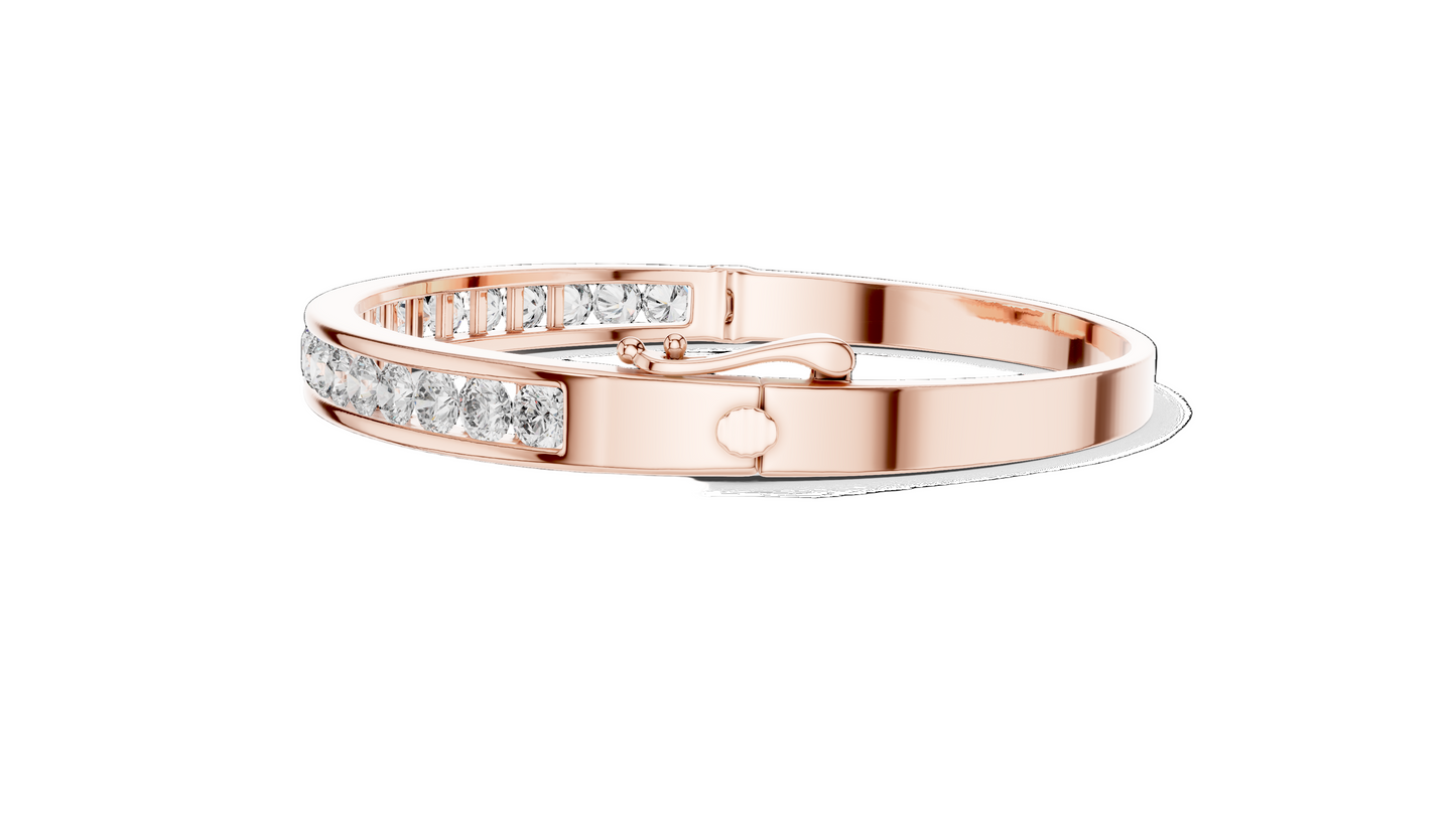 3.465 CT Lab Diamond Bangle Bracelet | Round Brilliant Cut | 10KT, 14KT, 18KT Gold & 925 Silver | Rose, Yellow, White Gold Options | Luxury Fine Jewelry