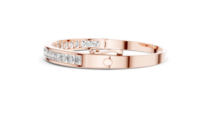 3.465 CT Lab Diamond Tennis Bangle Bracelet | Round Brilliant Cut | 18KT, 14KT, 10KT Gold & 925 Silver | Rose, Yellow, White Gold | Fine Jewelry for Her
