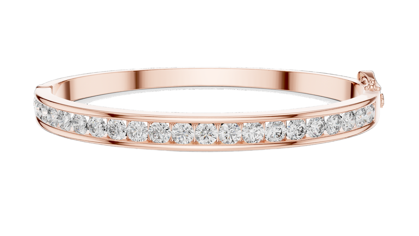 3.465 CT Lab Diamond Bangle Bracelet | Round Brilliant Cut | 10KT, 14KT, 18KT Gold & 925 Silver | Rose, Yellow, White Gold Options | Luxury Fine Jewelry