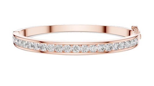 3.465 CT Lab Diamond Bangle Bracelet | Round Brilliant Cut | 10KT, 14KT, 18KT Gold & 925 Silver | Rose, Yellow, White Gold Options | Luxury Fine Jewelry