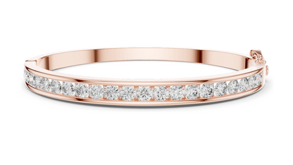 3.465 CT Lab Diamond Tennis Bangle Bracelet | Round Brilliant Cut | 18KT, 14KT, 10KT Gold & 925 Silver | Rose, Yellow, White Gold | Fine Jewelry for Her
