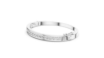 3.465 CT Lab Diamond Tennis Bangle Bracelet | Round Brilliant Cut | 18KT, 14KT, 10KT Gold & 925 Silver | Rose, Yellow, White Gold | Fine Jewelry for Her