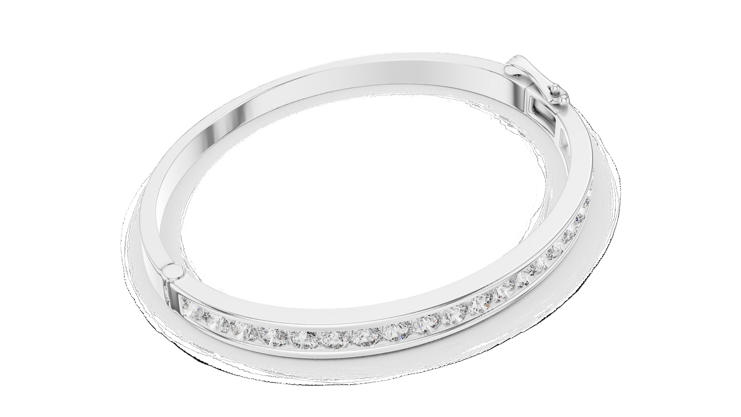 3.465 CT Lab Diamond Bangle Bracelet | Round Brilliant Cut | 10KT, 14KT, 18KT Gold & 925 Silver | Rose, Yellow, White Gold Options | Luxury Fine Jewelry