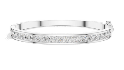 3.465 CT Lab Diamond Bangle Bracelet | Round Brilliant Cut | 10KT, 14KT, 18KT Gold & 925 Silver | Rose, Yellow, White Gold Options | Luxury Fine Jewelry
