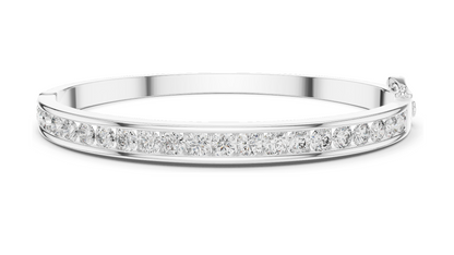 3.465 CT Lab Diamond Tennis Bangle Bracelet | Round Brilliant Cut | 18KT, 14KT, 10KT Gold & 925 Silver | Rose, Yellow, White Gold | Fine Jewelry for Her