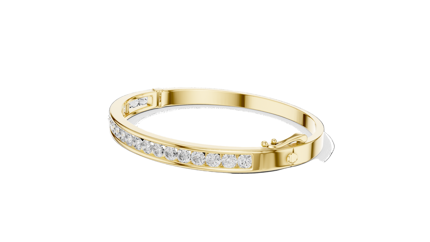 3.465 CT Lab Diamond Bangle Bracelet | Round Brilliant Cut | 10KT, 14KT, 18KT Gold & 925 Silver | Rose, Yellow, White Gold Options | Luxury Fine Jewelry