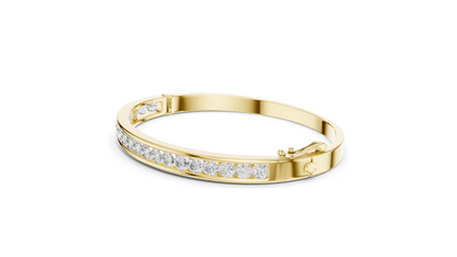 3.465 CT Lab Diamond Tennis Bangle Bracelet | Round Brilliant Cut | 18KT, 14KT, 10KT Gold & 925 Silver | Rose, Yellow, White Gold | Fine Jewelry for Her