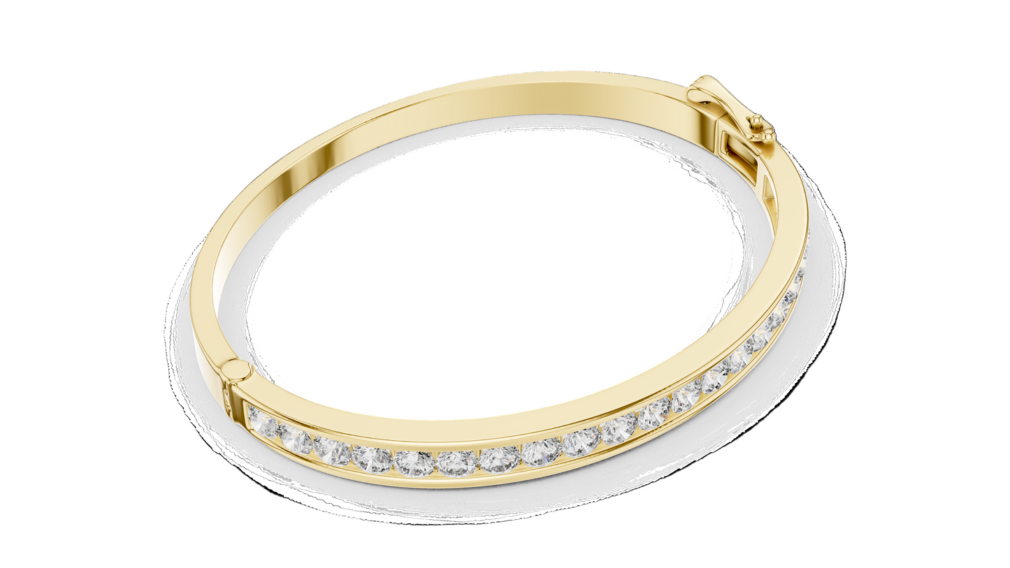 3.465 CT Lab Diamond Bangle Bracelet | Round Brilliant Cut | 10KT, 14KT, 18KT Gold & 925 Silver | Rose, Yellow, White Gold Options | Luxury Fine Jewelry