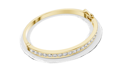 3.465 CT Lab Diamond Bangle Bracelet | Round Brilliant Cut | 10KT, 14KT, 18KT Gold & 925 Silver | Rose, Yellow, White Gold Options | Luxury Fine Jewelry