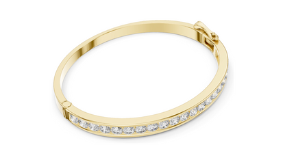 3.465 CT Lab Diamond Tennis Bangle Bracelet | Round Brilliant Cut | 18KT, 14KT, 10KT Gold & 925 Silver | Rose, Yellow, White Gold | Fine Jewelry for Her