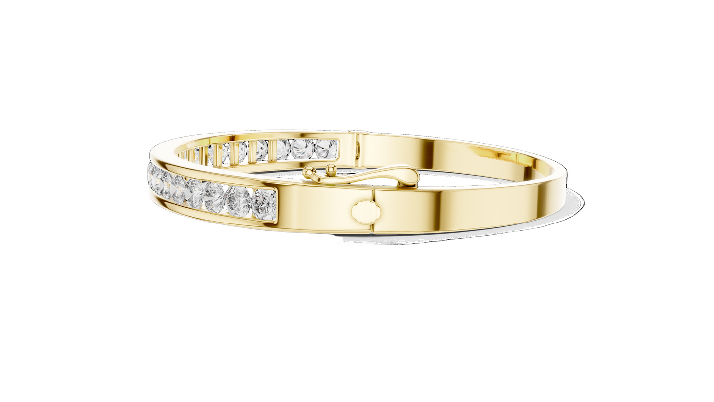 3.465 CT Lab Diamond Bangle Bracelet | Round Brilliant Cut | 10KT, 14KT, 18KT Gold & 925 Silver | Rose, Yellow, White Gold Options | Luxury Fine Jewelry