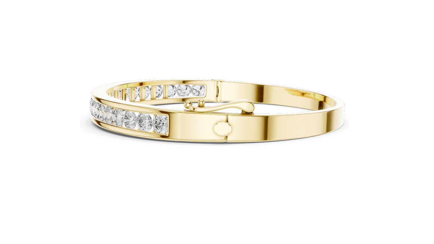 3.465 CT Lab Diamond Tennis Bangle Bracelet | Round Brilliant Cut | 18KT, 14KT, 10KT Gold & 925 Silver | Rose, Yellow, White Gold | Fine Jewelry for Her