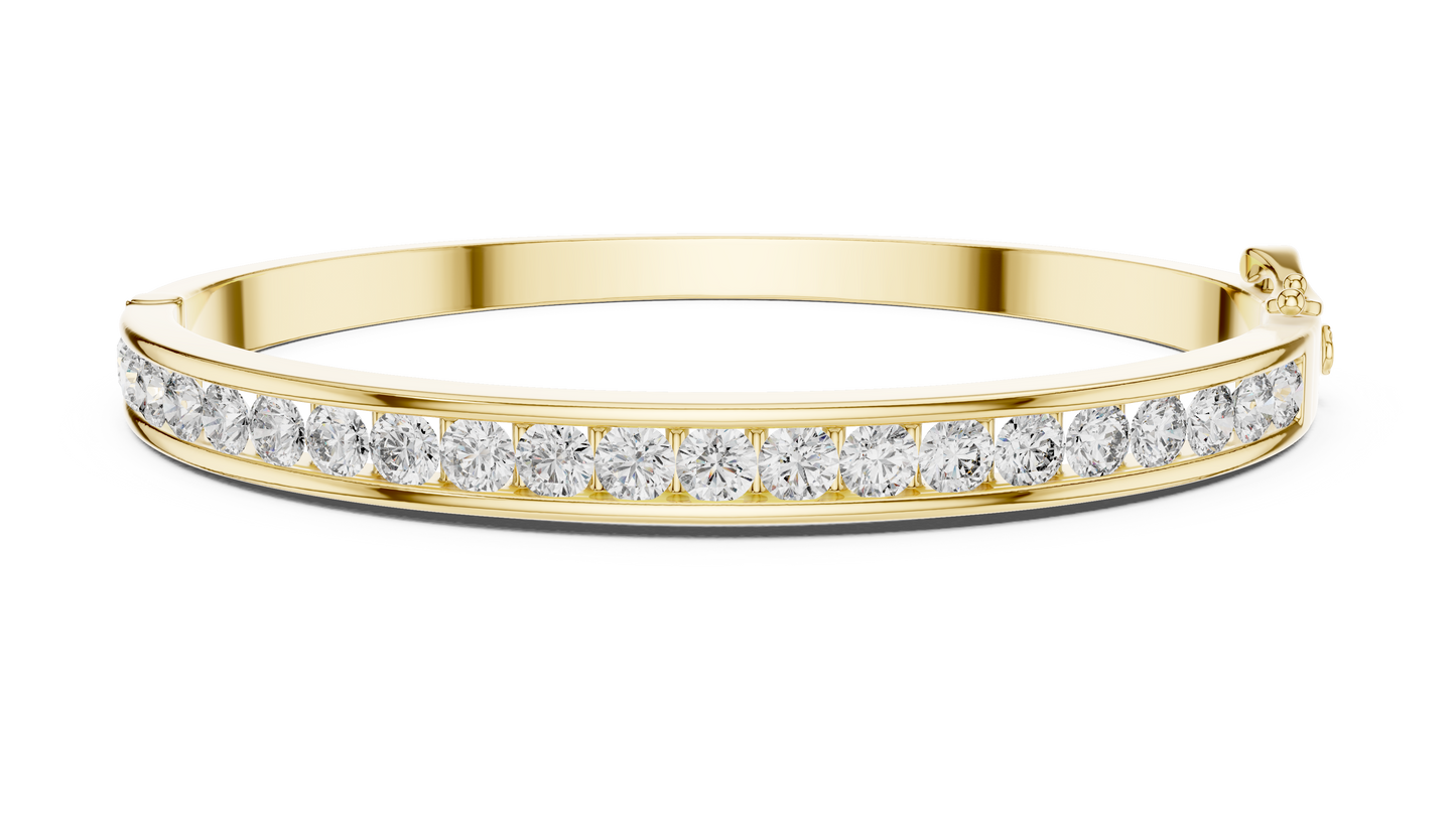 3.465 CT Lab Diamond Bangle Bracelet | Round Brilliant Cut | 10KT, 14KT, 18KT Gold & 925 Silver | Rose, Yellow, White Gold Options | Luxury Fine Jewelry