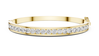 3.465 CT Lab Diamond Bangle Bracelet | Round Brilliant Cut | 10KT, 14KT, 18KT Gold & 925 Silver | Rose, Yellow, White Gold Options | Luxury Fine Jewelry