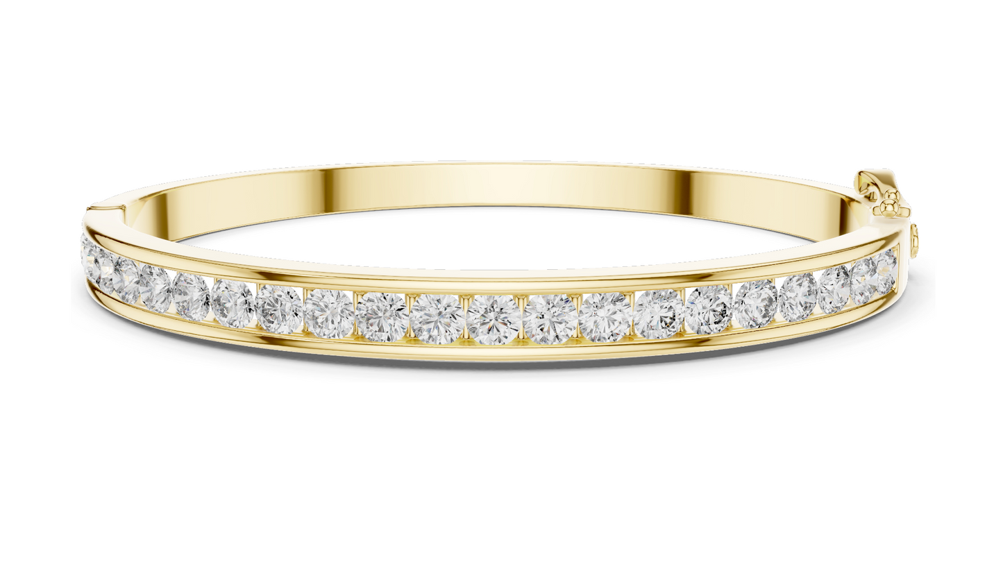 3.465 CT Lab Diamond Tennis Bangle Bracelet | Round Brilliant Cut | 18KT, 14KT, 10KT Gold & 925 Silver | Rose, Yellow, White Gold | Fine Jewelry for Her