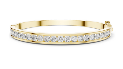 3.465 CT Lab Diamond Tennis Bangle Bracelet | Round Brilliant Cut | 18KT, 14KT, 10KT Gold & 925 Silver | Rose, Yellow, White Gold | Fine Jewelry for Her
