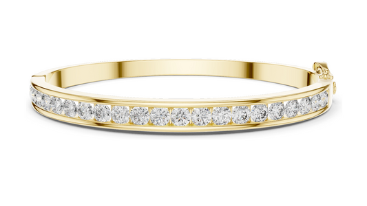 3.465 CT Lab Diamond Tennis Bangle Bracelet | Round Brilliant Cut | 18KT, 14KT, 10KT Gold & 925 Silver | Rose, Yellow, White Gold | Fine Jewelry for Her