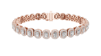 7.04 CT Lab Diamond Tennis Bracelet | Cushion Cut | 10KT, 14KT, 18KT Gold & 925 Silver | Rose, Yellow, White Gold Options | Luxury Fine Jewelry