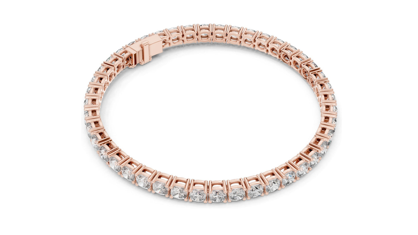 4.4 CT Lab Diamond Tennis Bracelet | Round Brilliant Cut | 10KT, 14KT, 18KT Gold & 925 Silver | Moissanite Options | Rose, Yellow, White Gold | Luxury Fine Jewelry
