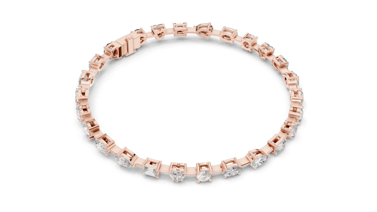 3.99 CT Lab Diamond Multi-Cut Tennis Bracelet | Round, Oval, Emerald Cuts | 10KT, 14KT, 18KT Gold & 925 Silver | Moissanite Options | Rose, Yellow, White Gold | Luxury Fine Jewelry