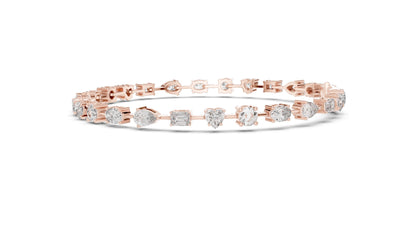 3.99 CT Lab Diamond Multi-Cut Tennis Bracelet | Round, Oval, Emerald Cuts | 10KT, 14KT, 18KT Gold & 925 Silver | Moissanite Options | Rose, Yellow, White Gold | Luxury Fine Jewelry
