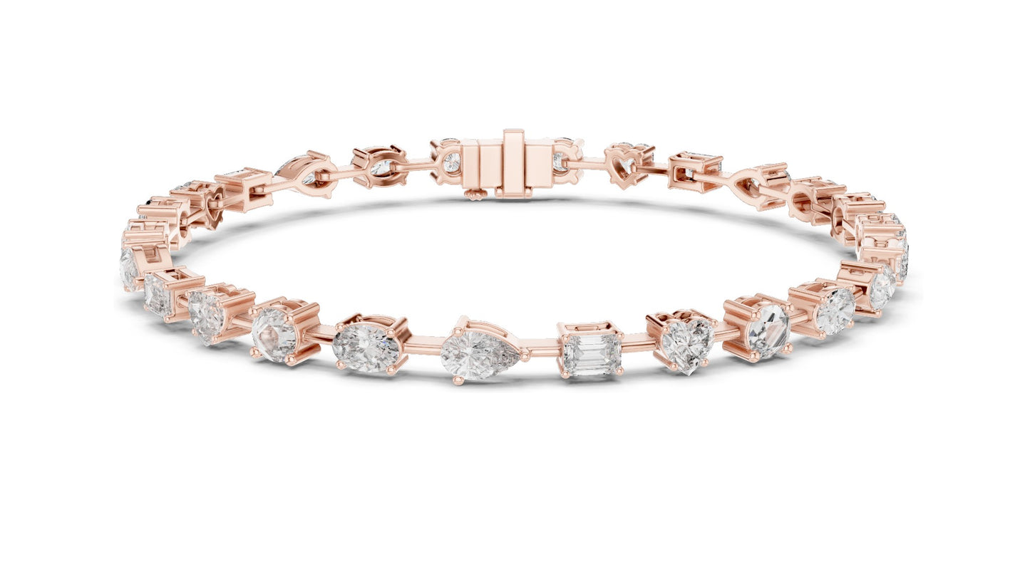 3.99 CT Lab Diamond Multi-Cut Tennis Bracelet | Round, Oval, Emerald Cuts | 10KT, 14KT, 18KT Gold & 925 Silver | Moissanite Options | Rose, Yellow, White Gold | Luxury Fine Jewelry