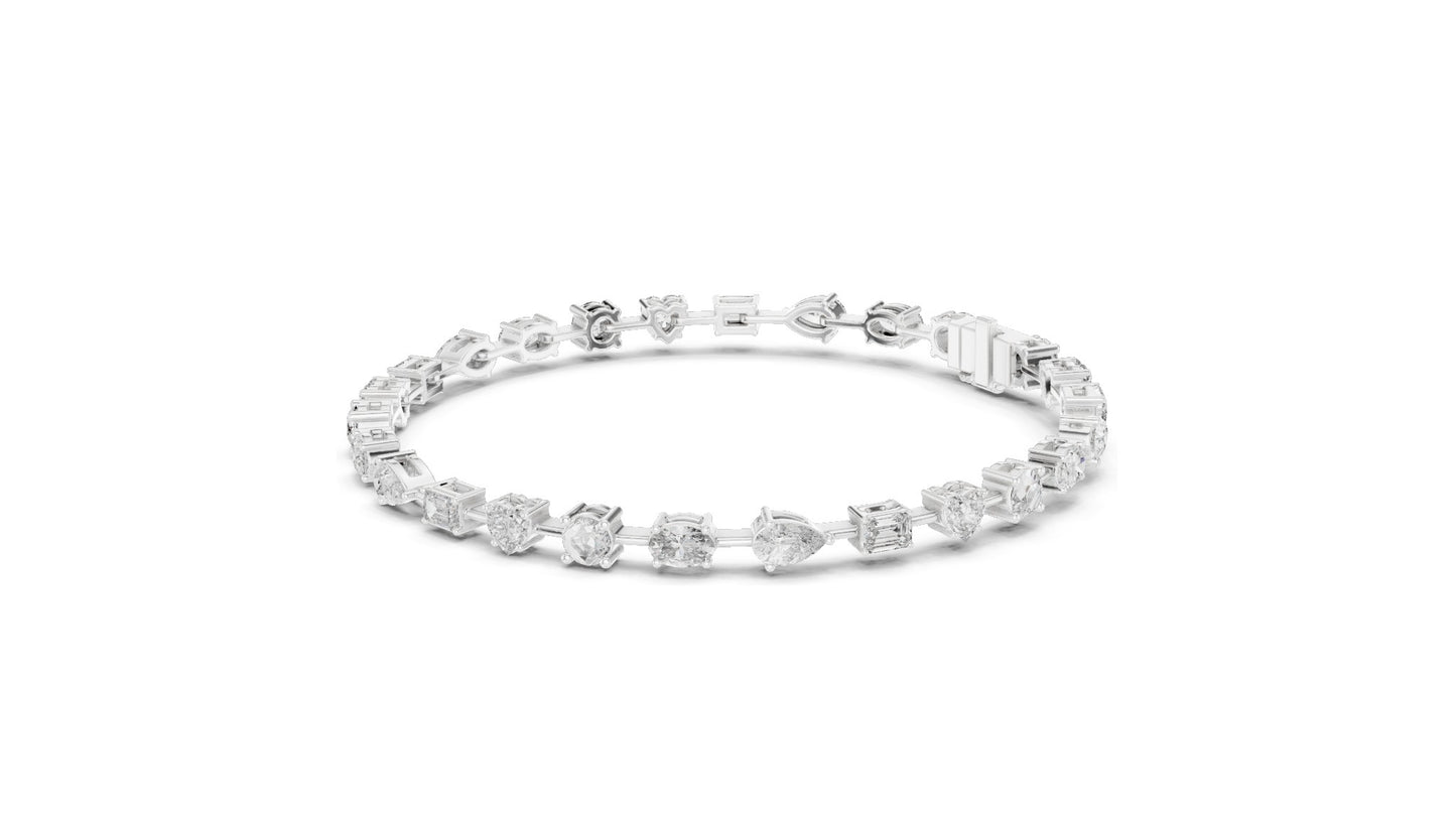 3.99 CT Lab Diamond Multi-Cut Tennis Bracelet | Round, Oval, Emerald Cuts | 10KT, 14KT, 18KT Gold & 925 Silver | Moissanite Options | Rose, Yellow, White Gold | Luxury Fine Jewelry