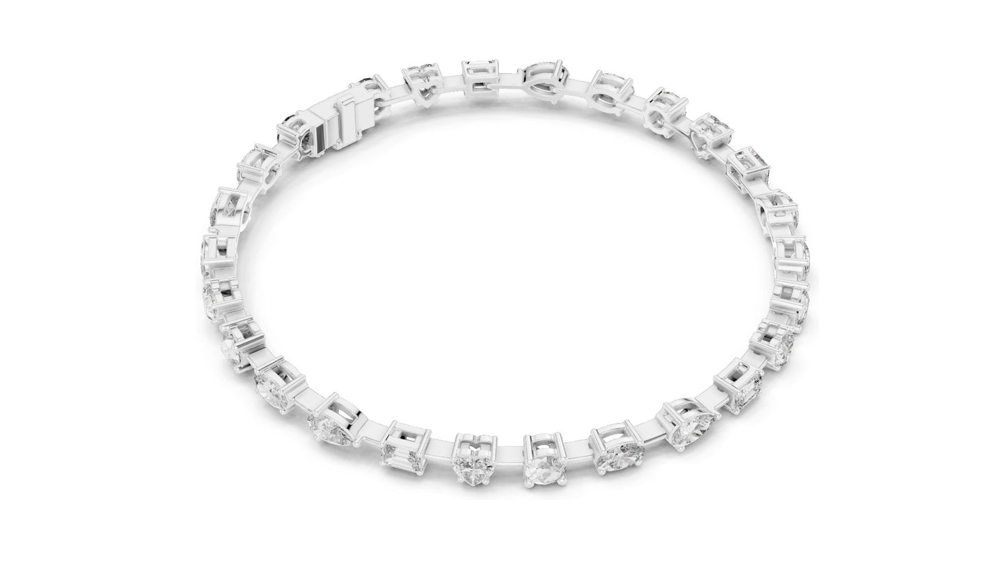 3.99 CT Lab Diamond Multi-Cut Tennis Bracelet | Round, Oval, Emerald Cuts | 10KT, 14KT, 18KT Gold & 925 Silver | Moissanite Options | Rose, Yellow, White Gold | Luxury Fine Jewelry